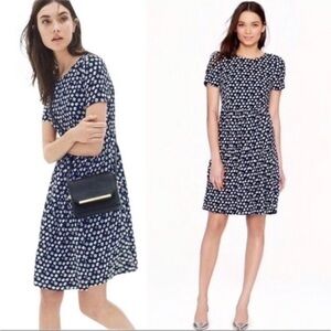 J Crew Blurred Floral Tiered Short Sleeve Navy Blue Dress Ditzy Floral‎ A1380